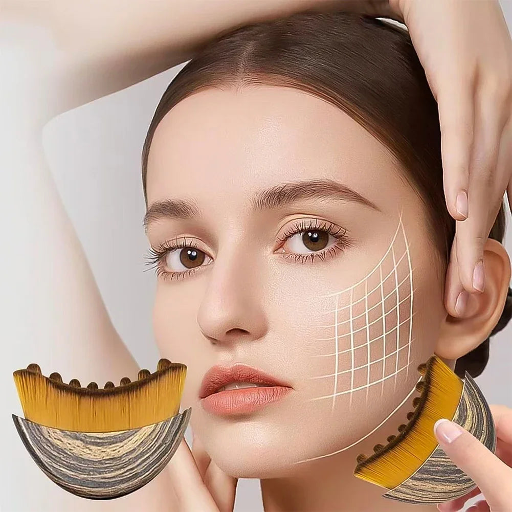 Lymphatic Contour Face Brush Dry Brushing Face Brush Lymphatic Drainage Massager for Face Chin Jawline Sculpting The Skin